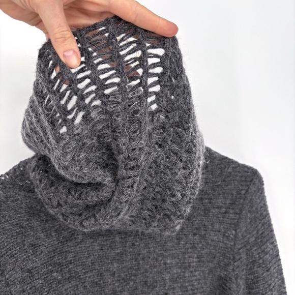 EILEEN FISHER | Wool-Mohair Blend Cowl Neck Sweater in Charcoal Grey | S - Picture 7 of 12